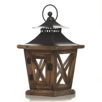 

American Country Vintage Wrought Iron Wood Candlestick Wind Light Wooden Crafts Creative Christmas Decoration Soft Decoration