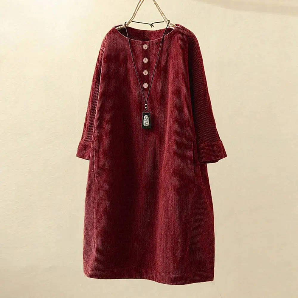 2019 зимнее модное Трендовое платье для женщин винтажное вельветовое одноцветное