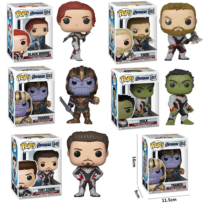 

FUNKO POP New Arrival Marvel Avengers THANOS HULK THOR TONY STARK BLACK WIDOW PVC Action Figure toys for Children Birthday Gift