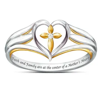 

10pcs /lot NEW Fashion Two-tone Cross Prayer Ring European And American Family Religion Faith Ring Gift G-49