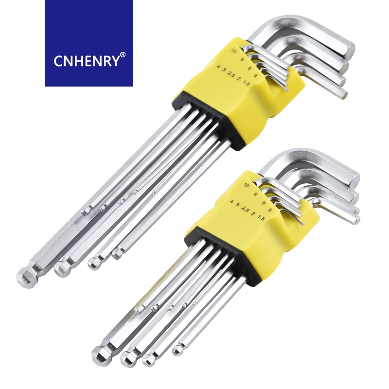 

Ball End Hex Wrench Tool Set 9pcs Chrome Ball End Allen Spanner Screwdriver Tool Kit For Bicycle Motorcycle Repair Tools