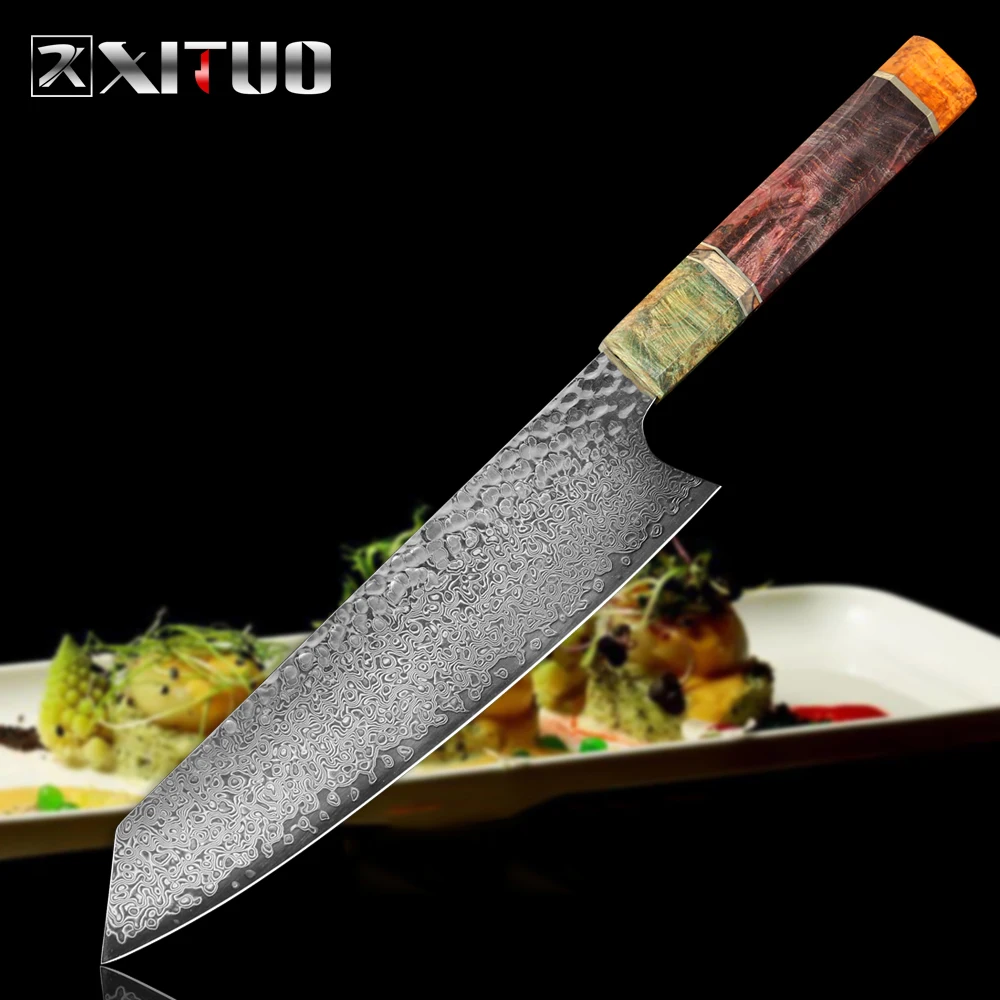 XITUO дамасский нож шеф повара 8 дюймов ручной Кованый острый Кливер Kiritsuke Gyuto