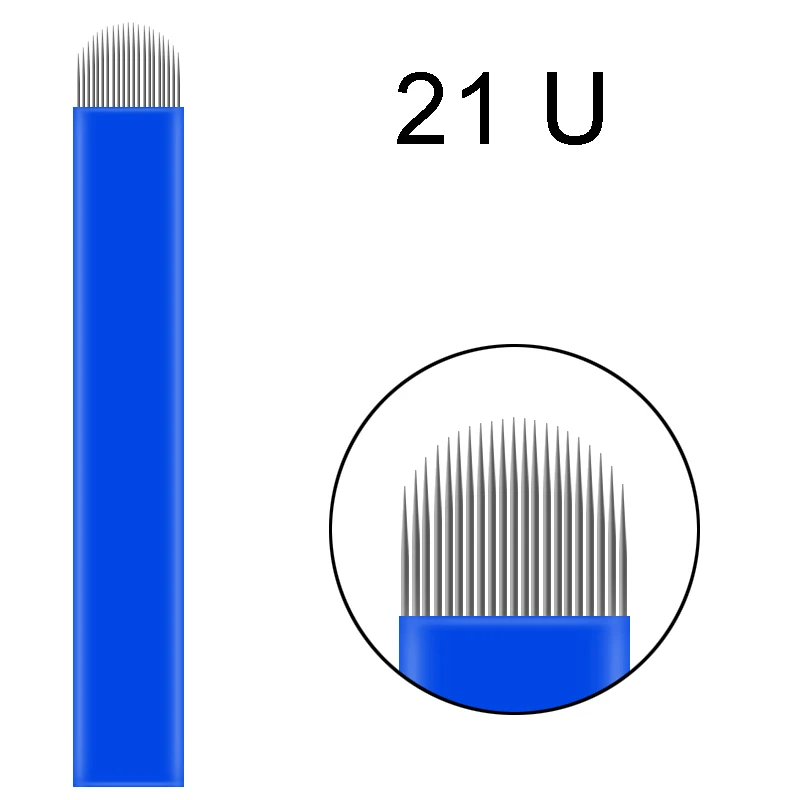 500 шт 18 Pin u-образные иглы для татуировки перманентный макияж бровей вышивка лезвия для 3D микроблейдинг ручная Татуировка ручка - Габаритные размеры: 21U