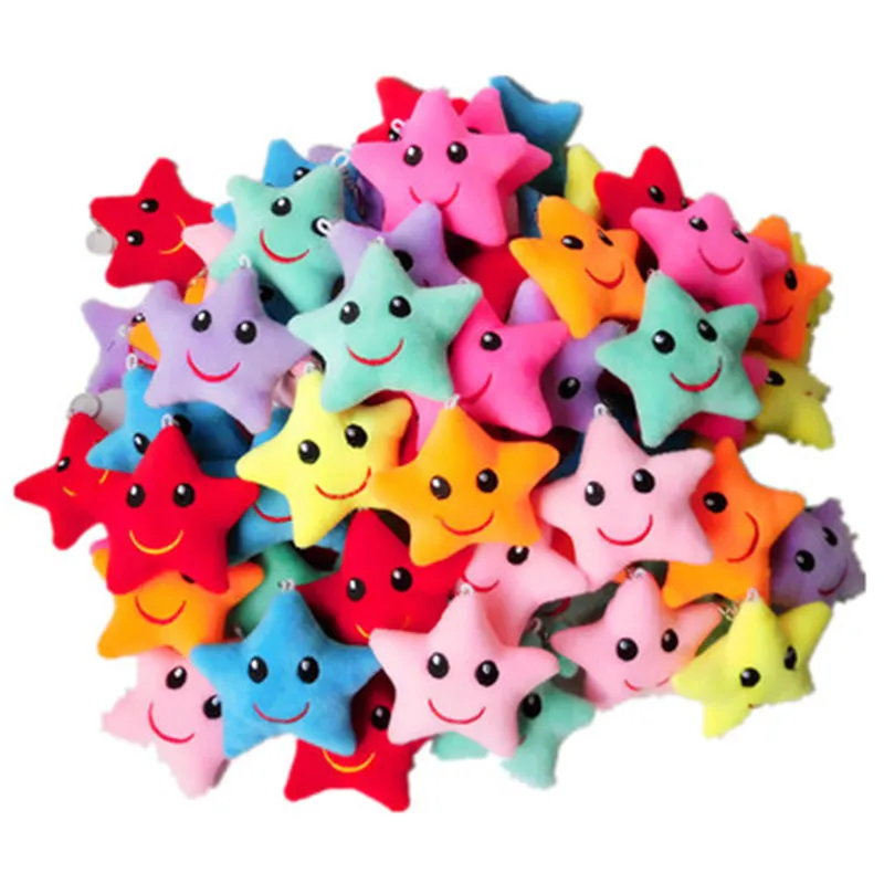 50pcs/lot Many Colors Mini Star Plush Keychains Super Soft Cute Little