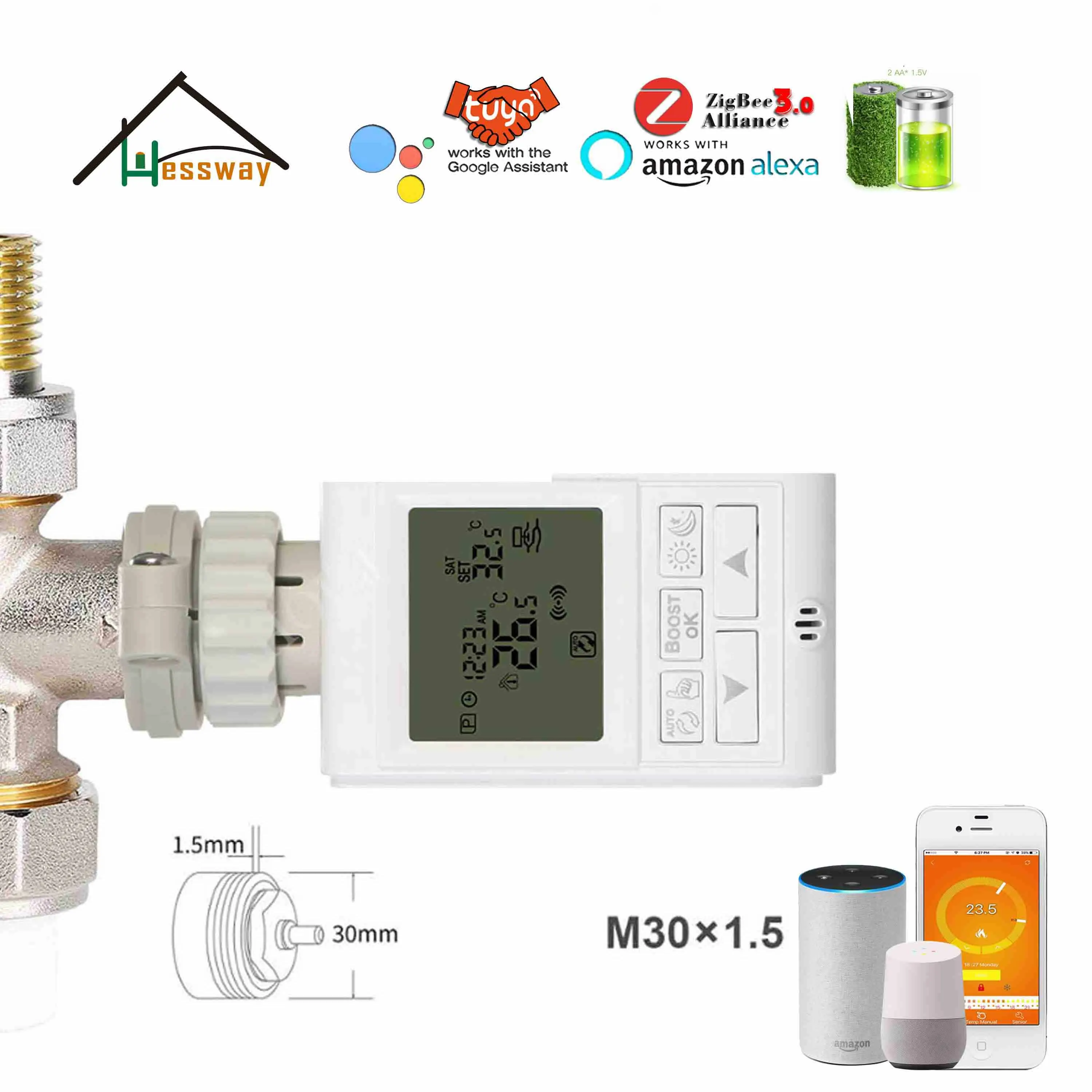Termostática do Radiador de Hessway por Gateway sem Fio para o Termostato 802.15.4 de Tuya Válvula Ieee Zigbee 868 Mhz 915 2.4 Ghz