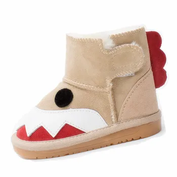 

2020 Toddler Snow Boots for Girls Boys Winter Children Sheepskin Leather Boot with Natural Real Fur Infant Ski Monster Shoes