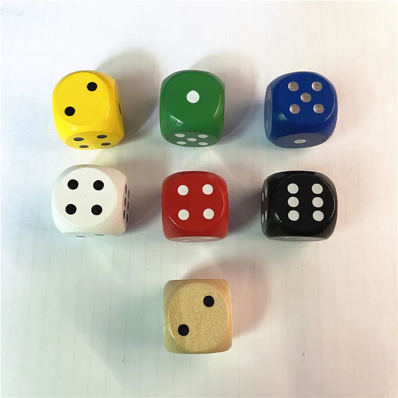 10pcs/set 20mm Wooden Point Cubes Round Corner Dice Set 6 Sided Colorful Point Dice Board Game Accessory