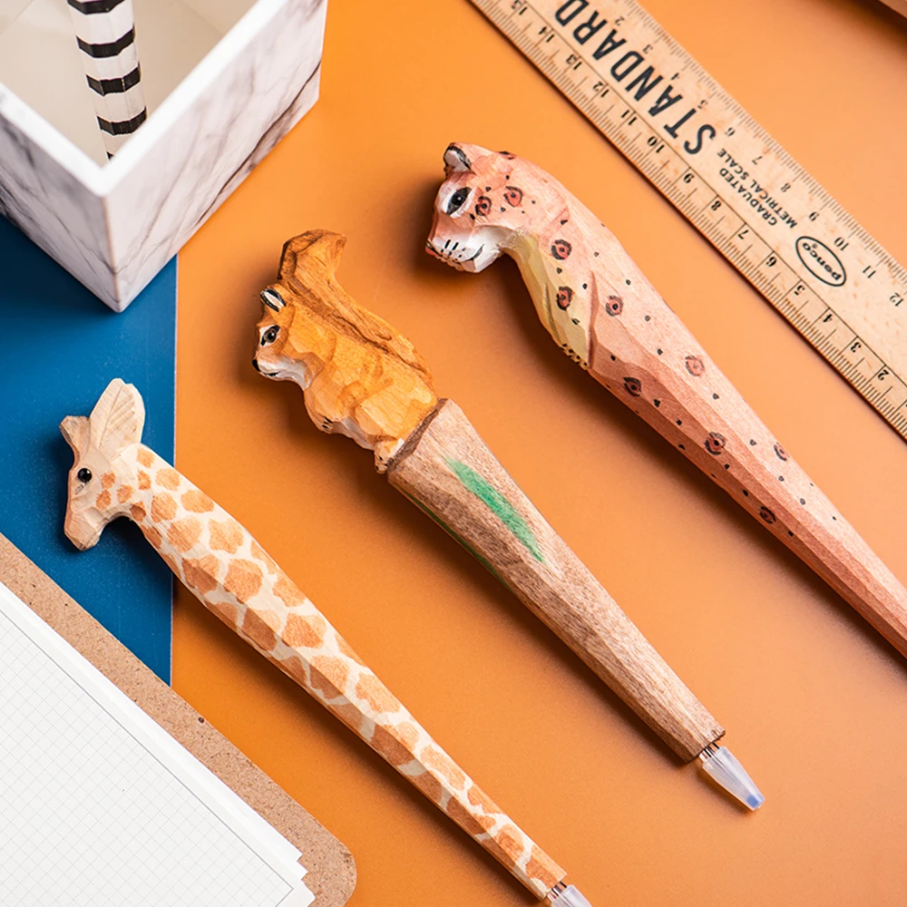 Wood Carving Animal Handmade Wooden Gel Ink Pens for Writing Signature Decoration Office School A6029 gel pens retractable gel pens colored pens erasable gel pens gel pen refills drawing pens