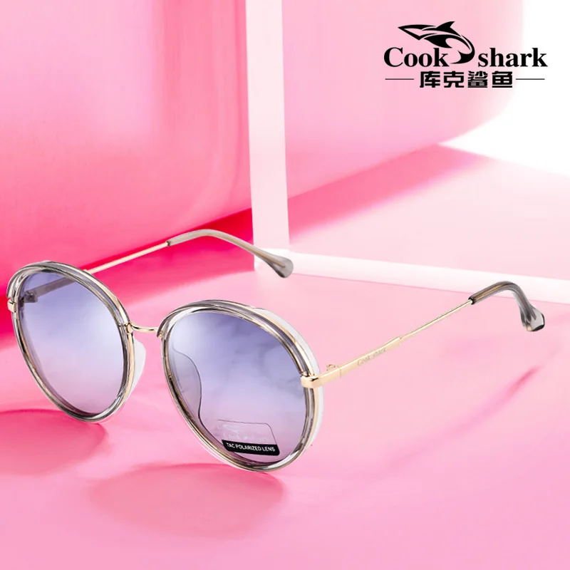 Cook Shark – lunettes de soleil polarisées pour femme, version coréenne, grande boîte, filet rouge, protection UV, nouvelle collection