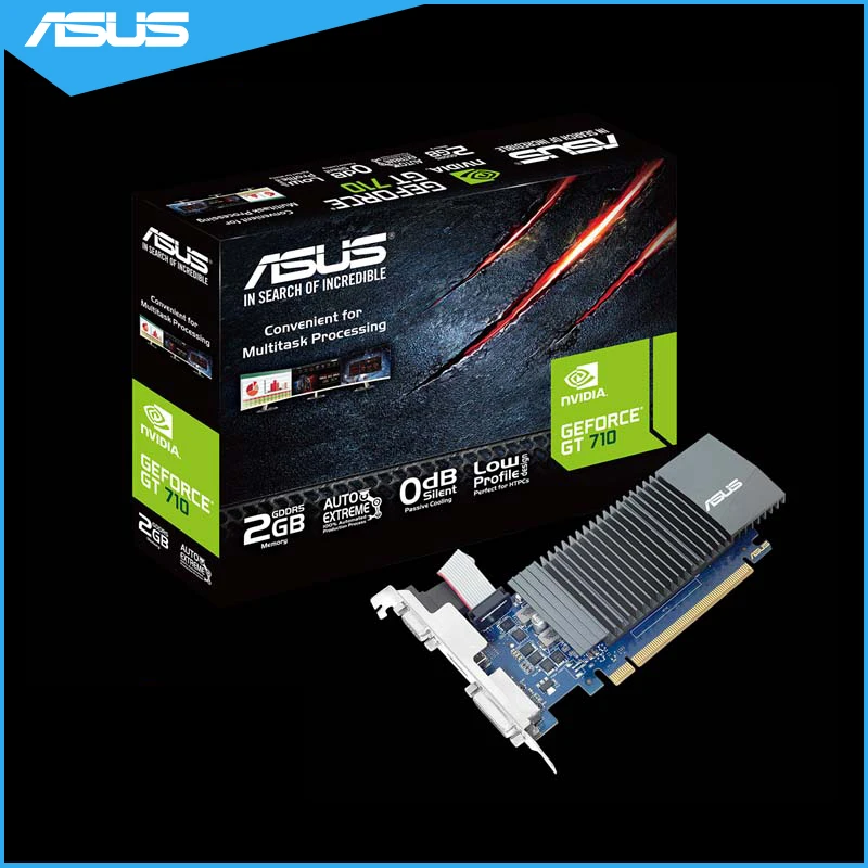 Asus GT710-SL-2GD5-BRK Graphics GeForce®Видеокарта GT 710 DDR5 2 ГБ 1 PCI Express 0 HDMI-совместимая с DVI |