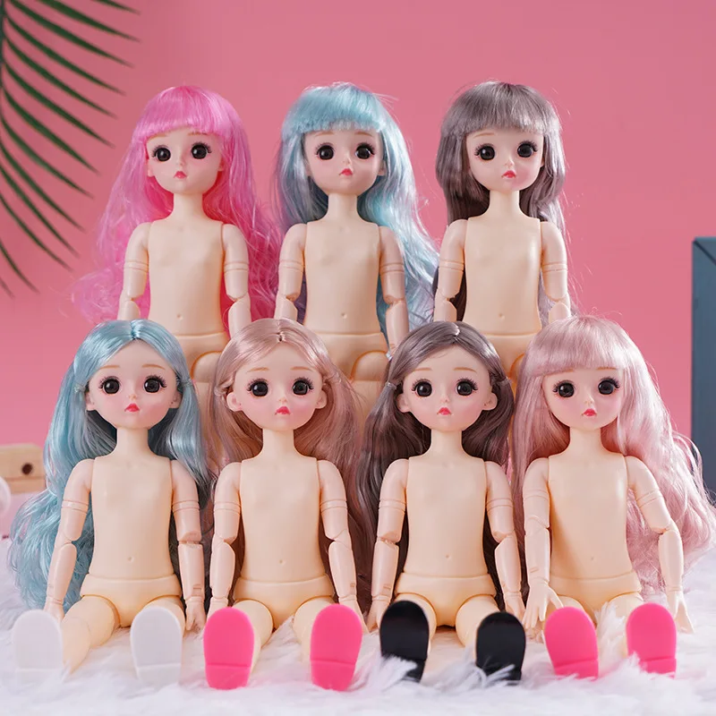 

30cm BJD Doll 20 Movable Joints 3D Eyes Plastic Doll Naked Girl Toy Long Wig Body Naked Baby Fashion Dress 1/6 Children Gift Toy