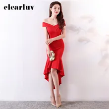 Платье для выпускного вечера, сексуальное, с вырезом лодочкой, с высоким низом, Vestidos De Gala DX344, Красного размера плюс, элегантные вечерние платья, стильные длинные платья для выпускного вечера