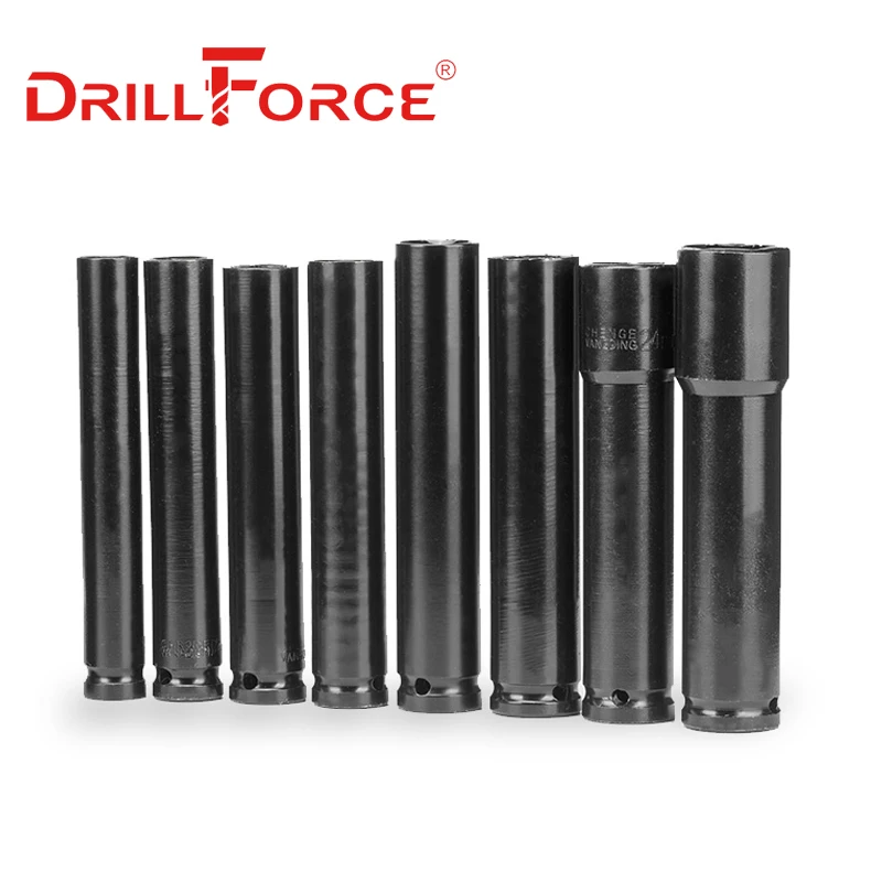 Drillforce 14-32mm Long Wrench Socket Set Tool 1/2" Drive Adapter Spanner Converter Reducer Electric Impact Hex Wrench Socket 5