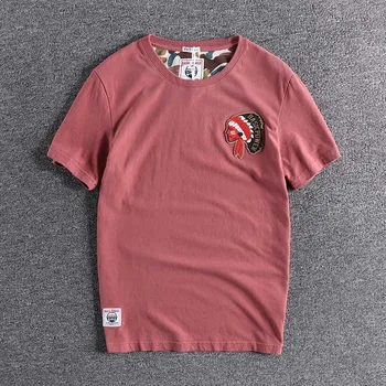 

2020 European and American new style slim youth half sleeve simple Indian pattern men's round neck short sleeve T-shirt 083