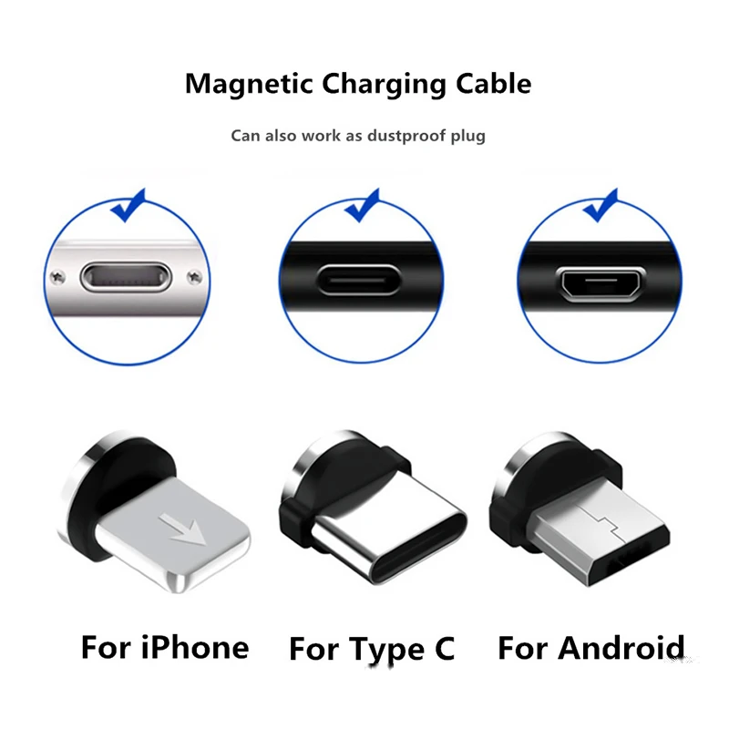 Cable magnético de carga rápida para móvil, adaptador de conector USB tipo C de 8 pines para y Android|Enchufe y conectores| - AliExpress