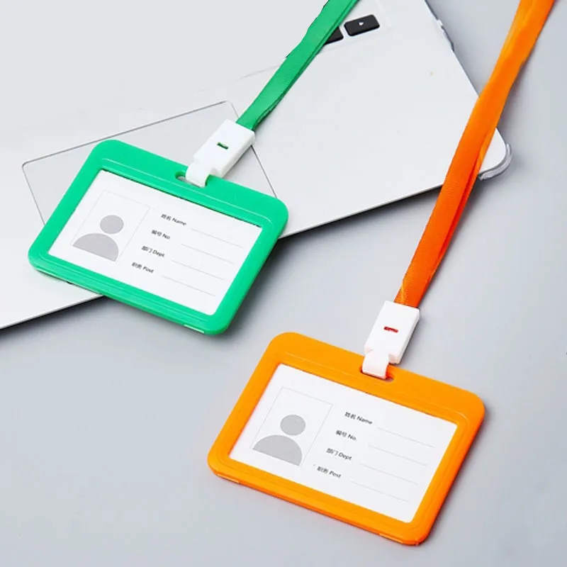 De plástico de colores autobús Tarjeta de Identificación funda, soporte correa para el cuello cordón titular de la tarjeta de la enfermera titular de la placa de accesorios para enfermeras