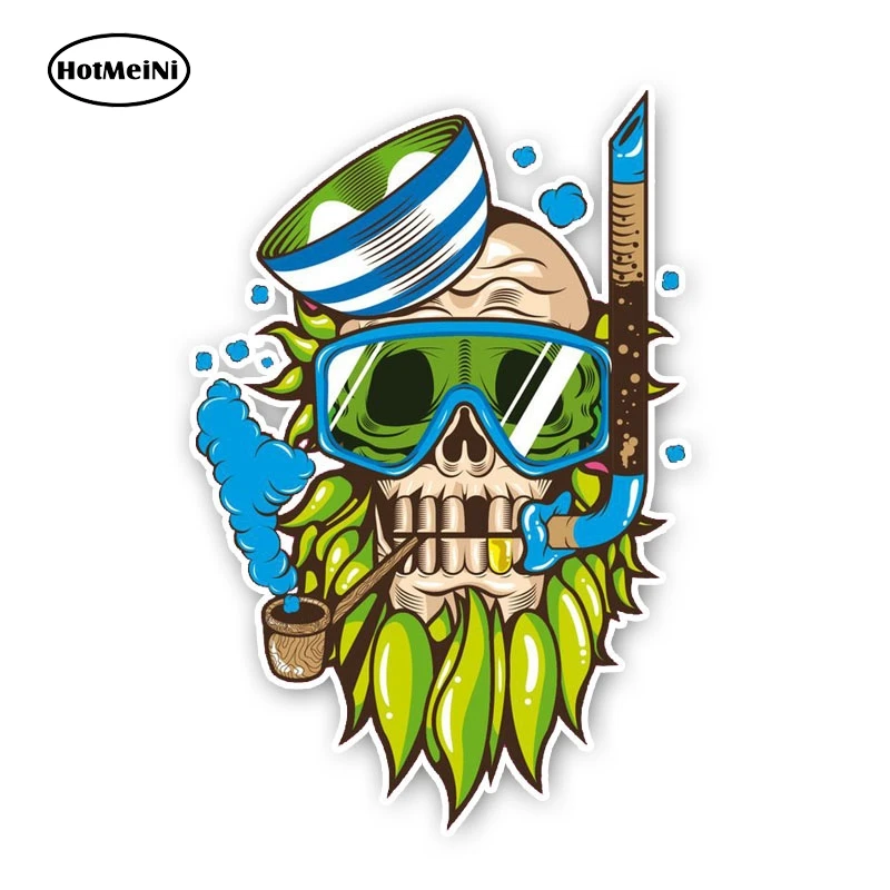 HotMeiNi 13cm x 8.55cm Funny Pipe Diving Skull Head Bike Car Body Decal Stickers Vinyl Bumper Window Accessories | Автомобили и