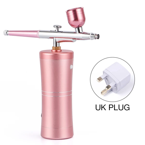 UK Plug Переносной Аэрограф Двойного действия, компрессор, комплект, аэрограф, краскопульт для торта, тату, комплект инструментов для маникюра, многоцелевой аэрограф - Цвет: UK Plug