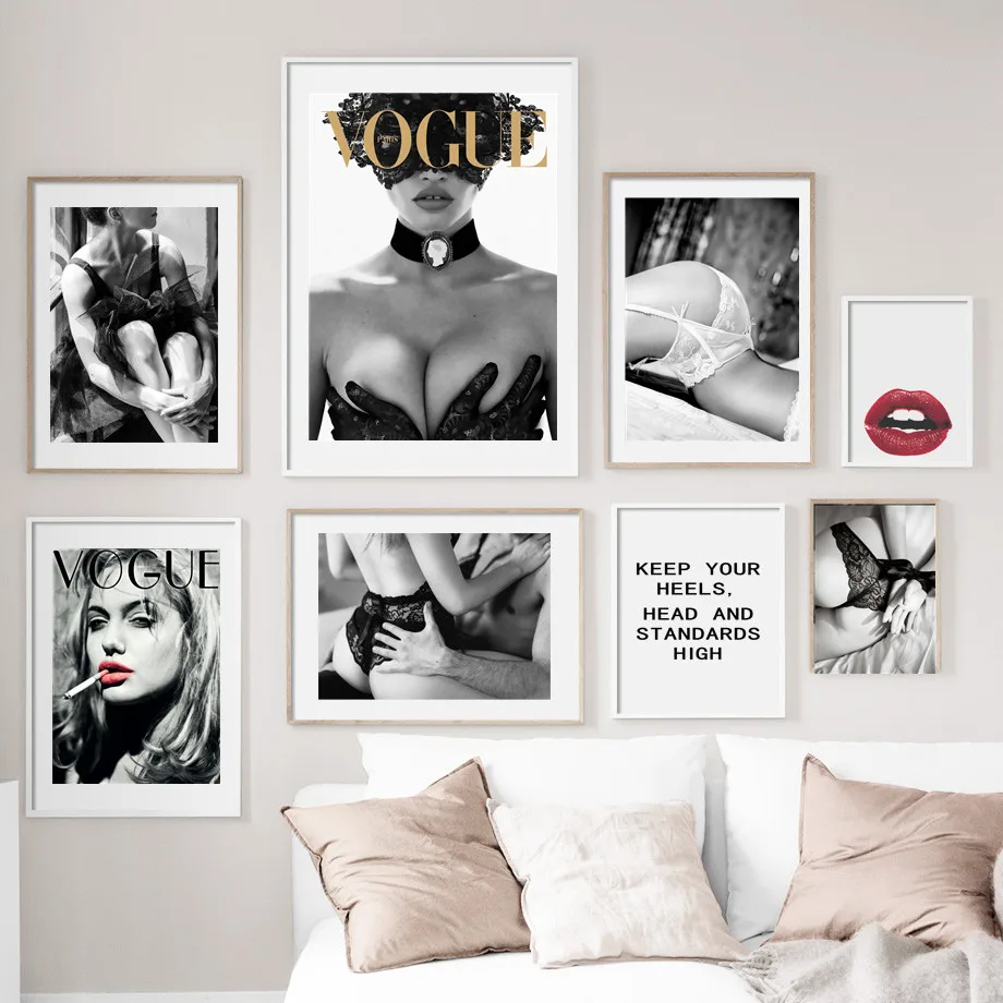 Vogue балетная девушка сексуальный рот женщина эротический настенный Арт холст живопись скандинавские плакаты и принты настенные картины для декора гостиной