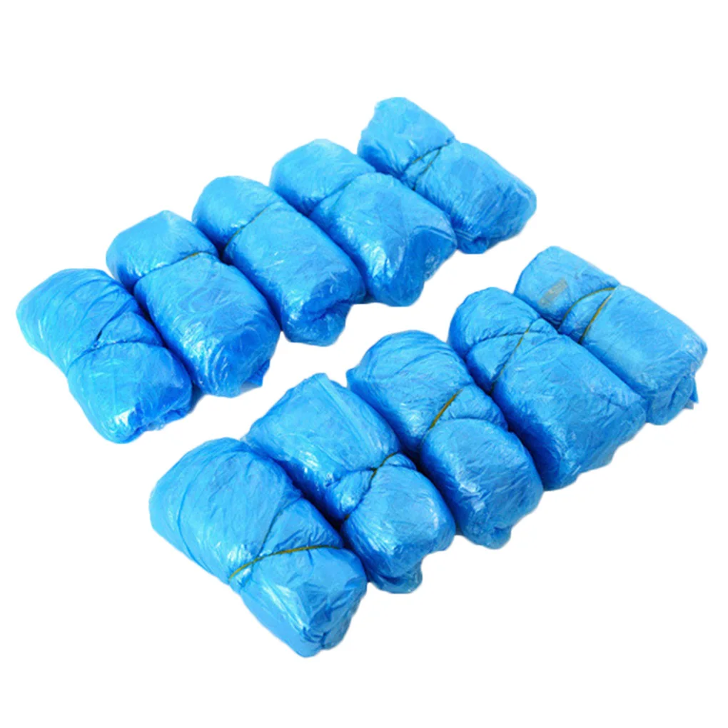 Disposable Boot Shoes Covers PE plastic Blue Waterproof Shoe Covers Indoor Protect Home Floors Outdoors Water Resistant Cover