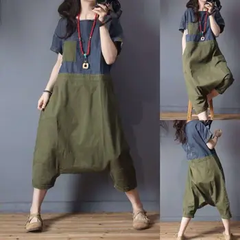

Lady Retro Harlan Jumpsuits Women Summer Casual Jumpsuit 2020 Patchwork Rompers Womens Loose Jumpsuit
