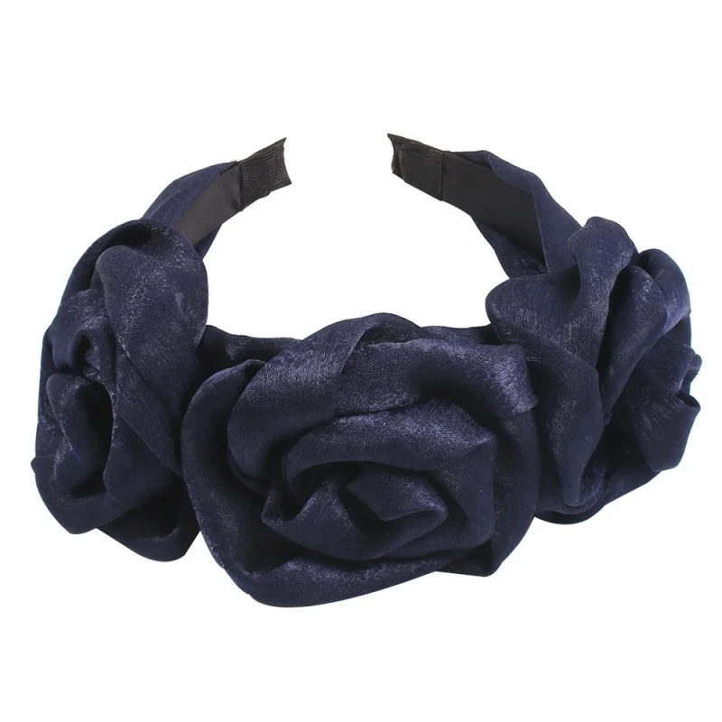 blue headband Цветочный ободок с розами женский цветочный широкий обруч для волос ручной работы богемный венок гирлянда свадебные головные уборы для невесты ретро аксессуары для волос - Окраска металла: blue headband