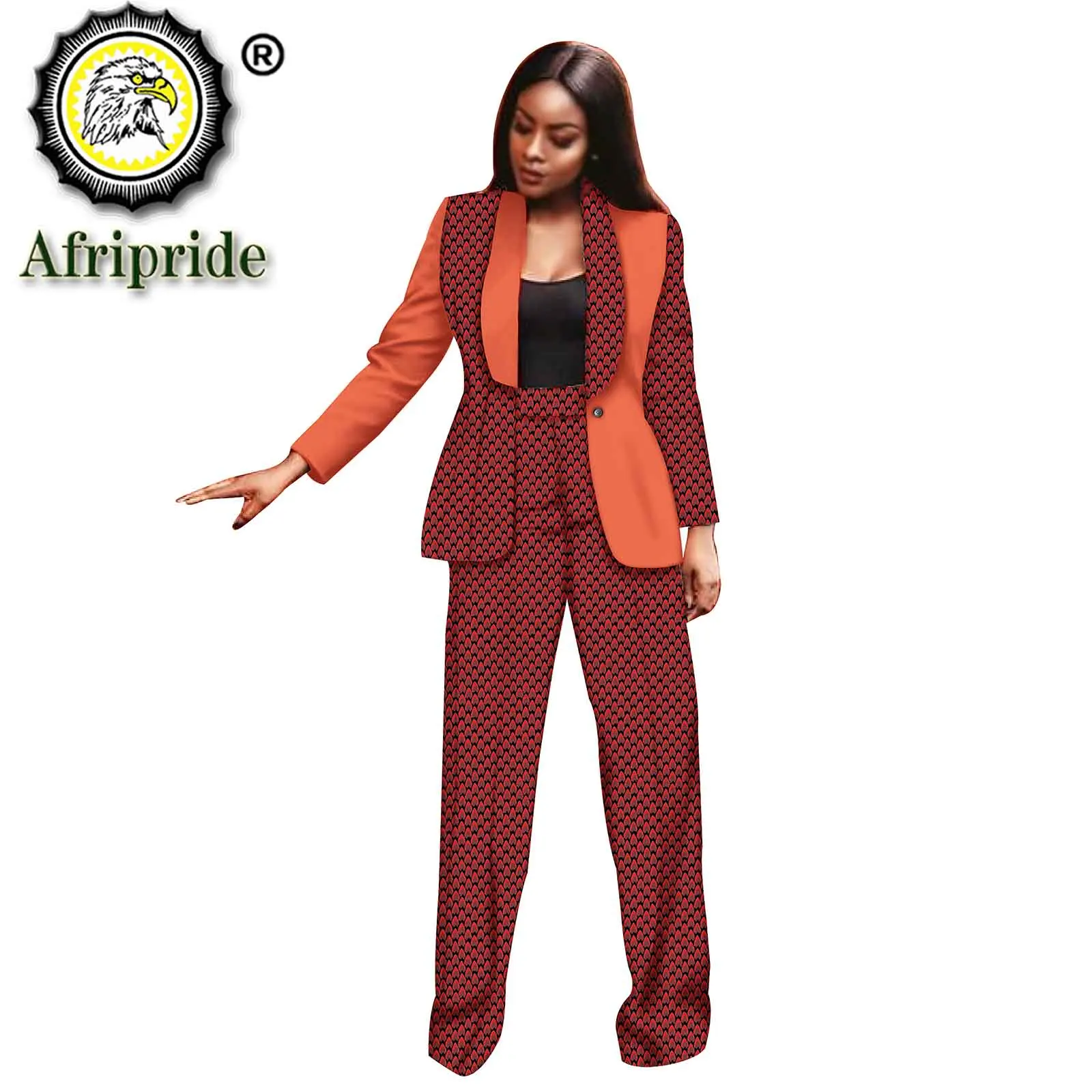 

African Suit for Women Dashiki Coat and Print Pants Set 2 Piece Outfits Formal Jacket Set Slim Fit Full Length Trousers S2026036
