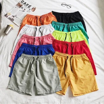 

Summer Men's Quick Dry Beach Shorts Bathing Pockets Candy Color Elastic Waist Casual Shorts 3XL 2XL Plus Size 2019 New