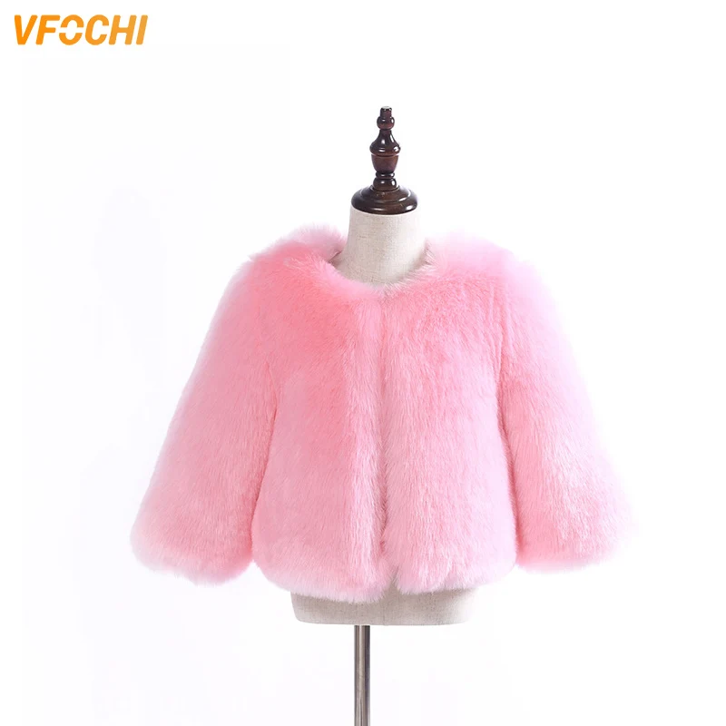 

VFOCHI Girl Faux Fur Jacket Fashion Kids Warm Fur Coat Autumn Winter baby Girl Jacket Coat Long Sleeve Outwear Faux Fur Jacket