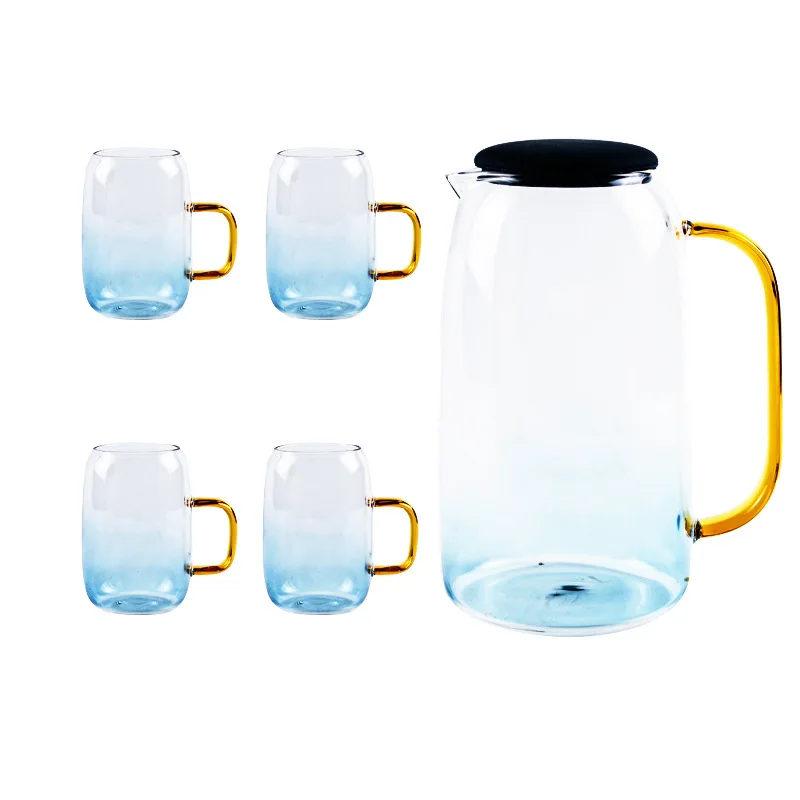 Высококачественный 1500 мл стакан для воды, домашний офисный чайник, цветок, хорошая термостойкость, чайный горшок, кувшин для сока, посуда для напитков, чайный набор - Цвет: Kettle set