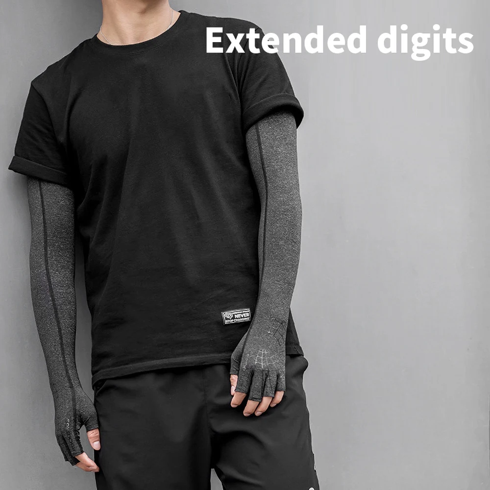 2 In 1 Sport Arm Sleeve Glove Breathable Elasticity Running Hiking Driving Sleeves Arms Warmer