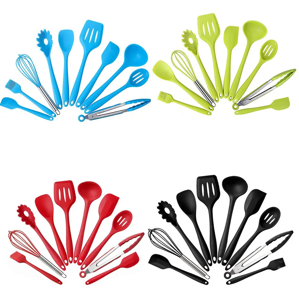 Kitchen Silicone Non-Stick Cooking Spoon Spatula Ladle Egg Beaters Utensils Dinnerware Set Cooking Tools