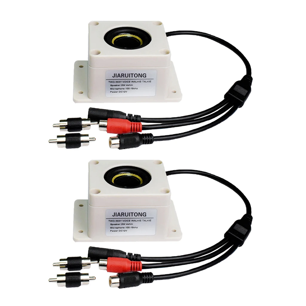 2 Pieces Waterproof Speaker with Mic, for Monitoring Camera, with Audio in/out & DC Input Port & 2x Male to Male Adapter