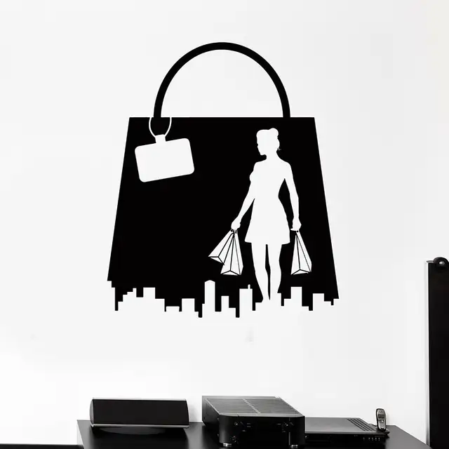 Tienda Online Etiqueta De La Pared De La Muchacha De La Compra