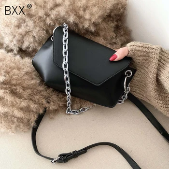 

[BXX] Solid Color PU Leather Crossbody Bags For Women 2020 Spring Fashion Female Shoulder Messenger Bag Lady Chain Purses HK604