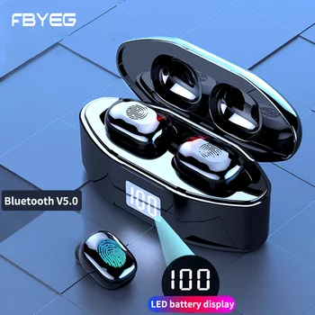 

FBYEG Bluetooth Earphone Wireless Headphone Fingerprint Touch Sports headsets bluetooth 5.0 earbuds with mic and Charging box