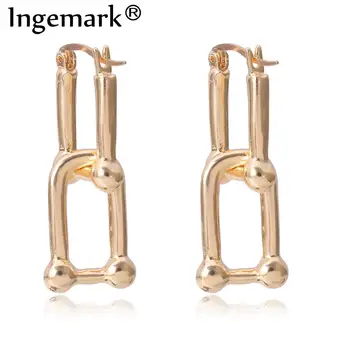 

Ingemark Korean Geometric Lock Clip Earrings Women Statement 2020 Punk Small Gold Color Piercing Clip on Earrings Party Jewelry