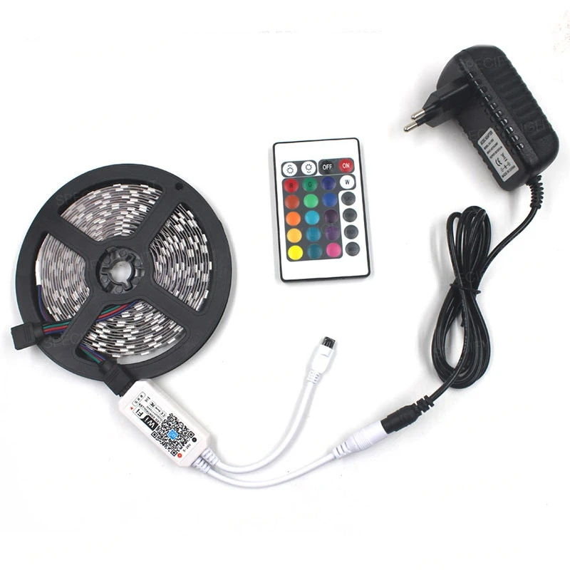 5M 10M 15M 20M RGB LED Stripe Light SMD 5050 IP65 Waterproof RGB Tape DC12V Ribbon Diode Flexible LED Strips Flexible Kit 24 Key Remote Controller (5)