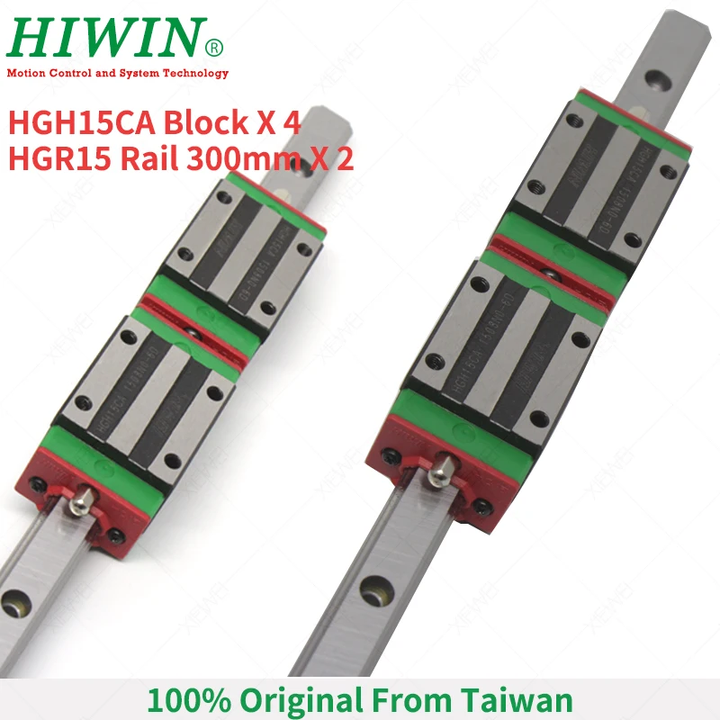 

HIWIN 15mm HGH15 2pcs Linear Guide Rail 300mm HGR15 Linear Guideway with 4pcs HGH15CA Slide Block HGH15 Carriages
