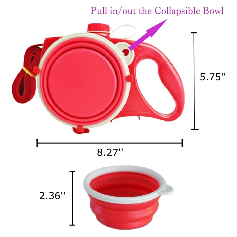 Durable Dog Leash Automatic Retractable Nylon With Water Bottle Bowl Extending Puppy Walking Running Leads Pet supplie