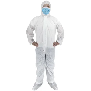 

In stock Disposable Protection Gown Dust Spray Suit Siamese Non-woven Dust-proof Anti Splash Clothing Safely Protection Clothes