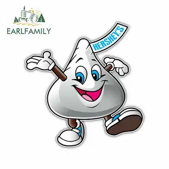 

EARLFAMILY 13cm x 12.3cm For Kiss Of Hershey'S Logo Car Stickers Decals Waterproof Graffiti Sticker Suitable For VAN SUV RV SUV