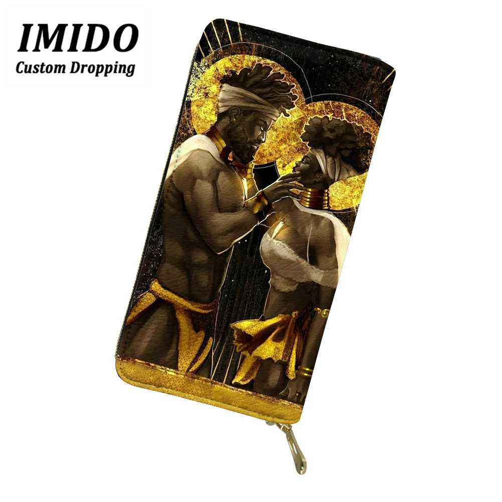 IMIDO, модные женские кошельки, африканская девушка, узор, многофункциональные кошельки на молнии, Женский кошелек, паспорт, монета, карта, посылка, на заказ - Цвет: wll5114