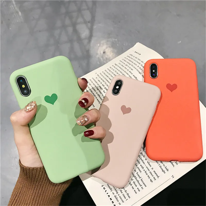 Мягкий силиконовый чехол BBR ярких цветов для iPhone11 Pro XR XS Xs Max Love Heart Phone Cover iPhone6 6S 7 8