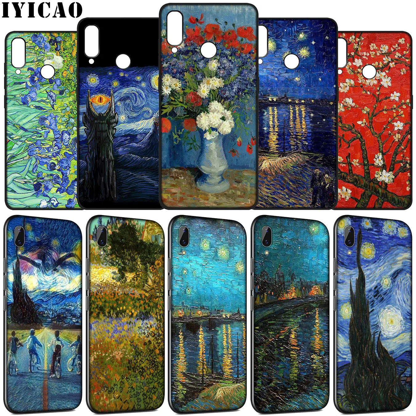 IYICAO Starry Night Van Gogh Soft Silicone Case for Huawei Y9 Y7 Y6 Prime 2019 Honor view 20 8C 8X 8 9 9X 10 Lite 7C 7X 7A Pro | Мобильные