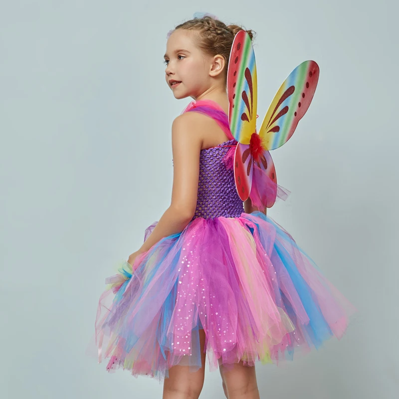 skirt for baby girl Girls Butterfly Fairy Fancy Tutu Dress Wings Costume Kids Princess Birthday Party Halloween Cosplay Kids Spring Tulle Dress skirt dress for baby girl