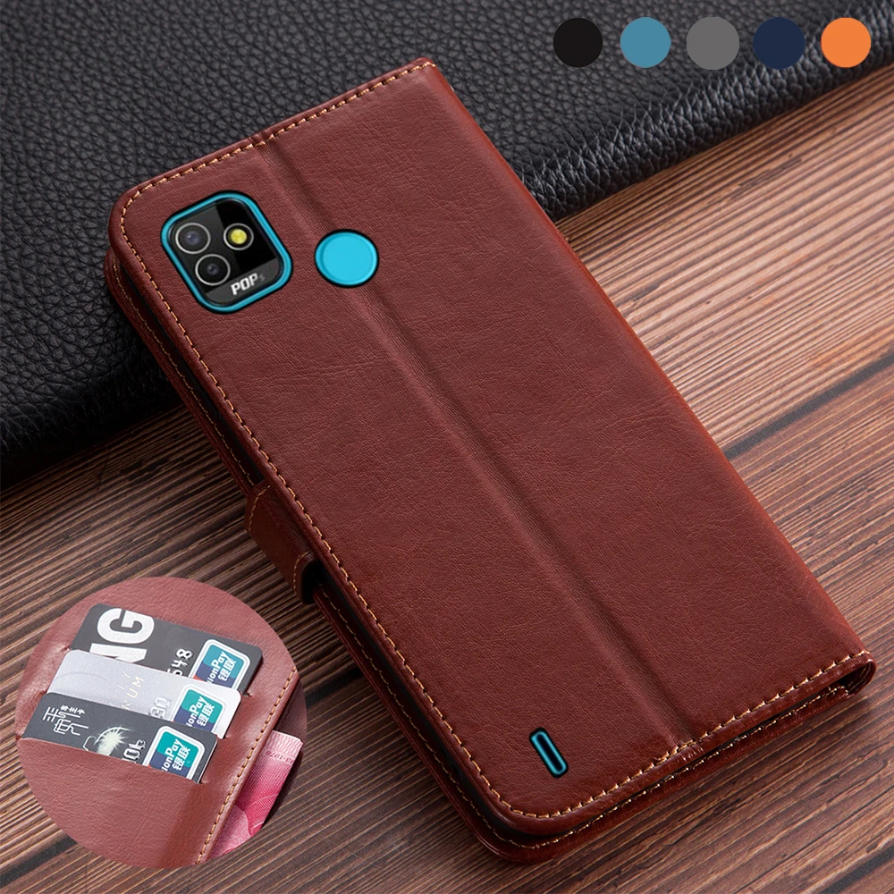 Luxury Leather Flip Book style Case For Tecno POP 5 Wallet Stand holder pop5 6.1 inch Phone Cover | Мобильные телефоны и