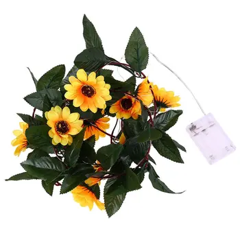 

30Led Green Leaf Sunflower Flower Home Decoration Lamp String Simulation Flower Decoration Rattan Lamp String