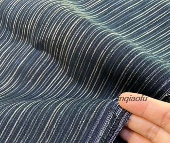 

High quality linen black striped clothing fabric