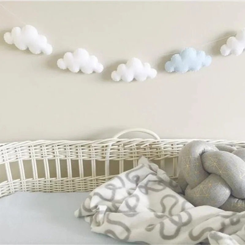 Guirlandas de Feltro Decoração do Quarto Decoração do Berçário Nuvem Brinquedo Corda Nordic Bebê Crianças Parede Pendurado Ornamentos Festa Banner Foto Prop Ins 4 Material de parede de pelúcia